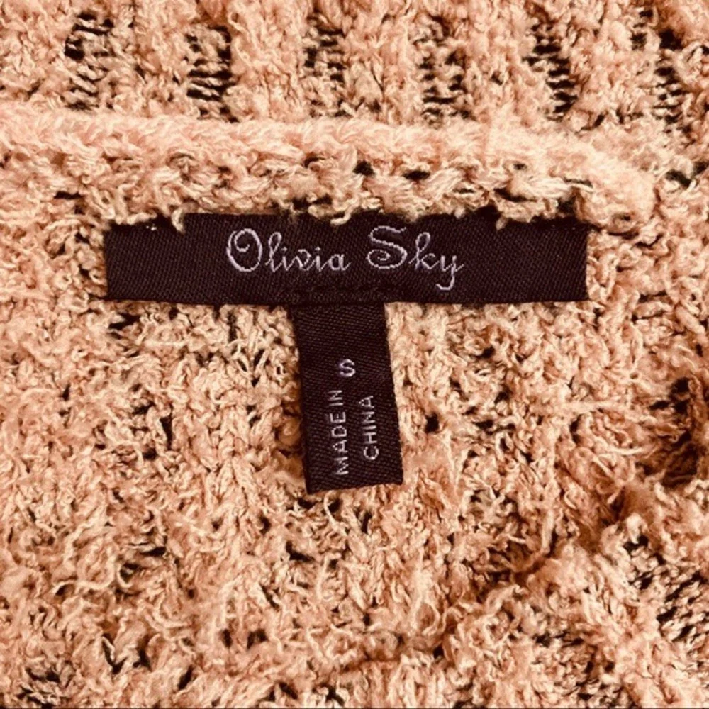 Olivia‎ Sky Womens Dusty Rose Popcorn Ribbed Knit Crew Neck Sweater MS456 Size S